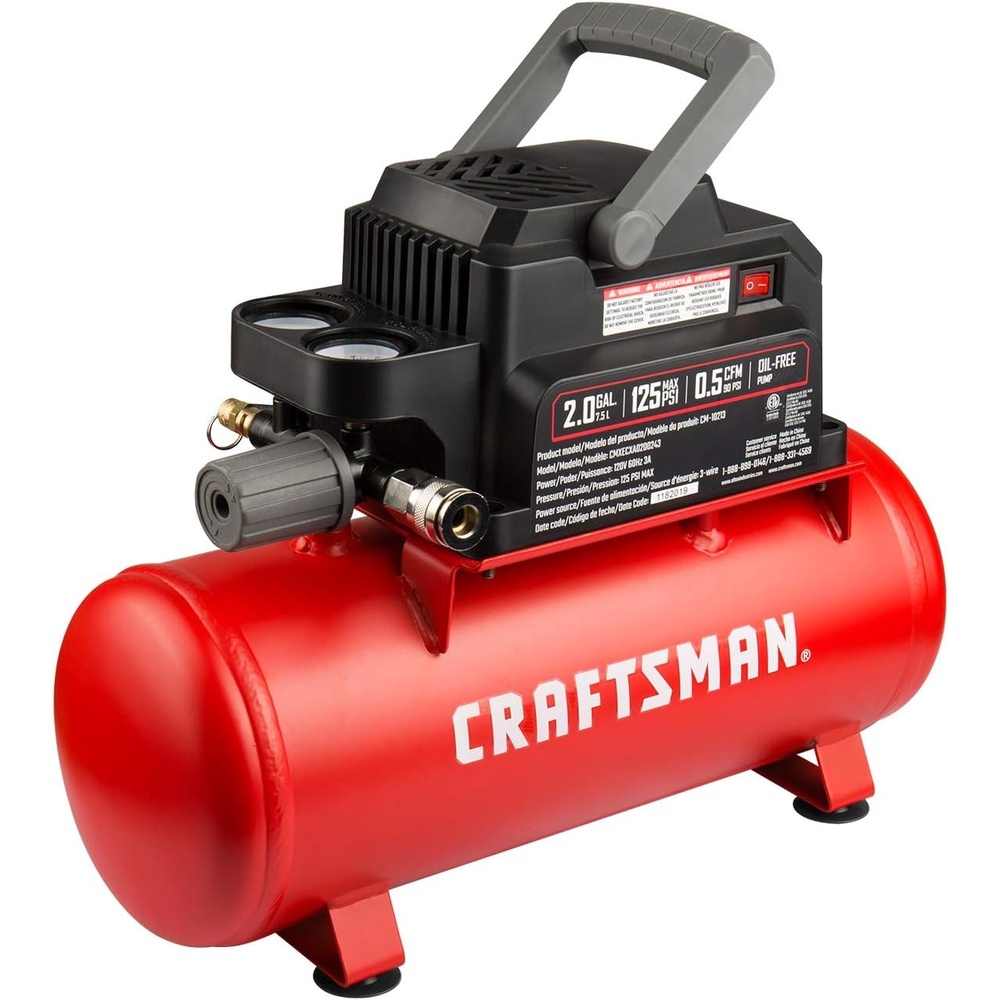 image:imageCraftsman Air Tools 2 Gallon Portable Air Compressor 13 HP OilFree Max 125 PSI Pressure Hot Dog Model CMXECXA0200243