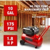 Craftsman 10-Gallon Air Compressor, 1.8 HP, Max 175 PSI, 4.0 CFM @ 90PSI, 5.0 CFM@40PSI, Oil-Free, Quiet Shop Air Compressor with Wheels for Spraying Pneumatic Tool, Model: CMXECXA0201041