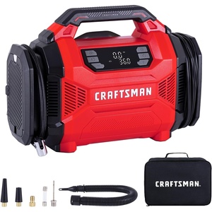 CRAFTSMAN Dual Power Tire Inflator Portable Air Compressor, 12V DC Car Plug & 120V AC Home Use, Up to 150 PSI with Digital Gauge & Auto Shut-Off, LED Light, Air Pump for Cars, Bikes & Inflatables(Dual Power)