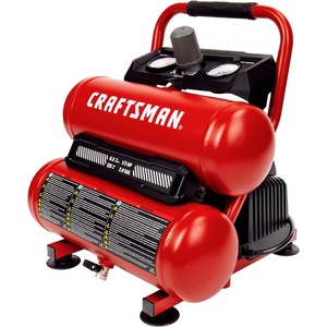 Craftsman 2-Gallon Air Compressor, 1/3 HP Oil-Free Twin Tank, 125 PSI Max – Portable & Quiet Air Tool for Home DIY, Tire Inflation, Nailing & Spray Painting, Compact for Easy Storage