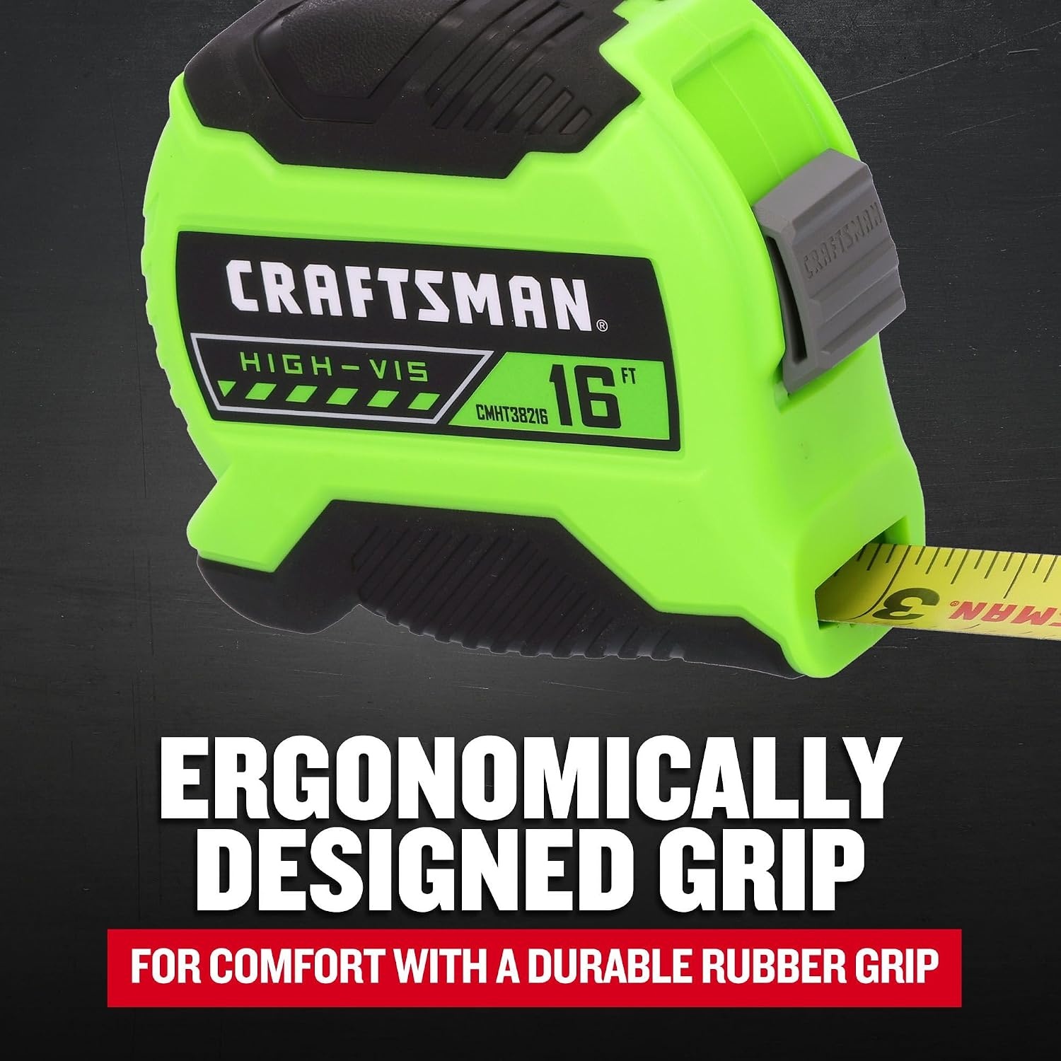 image:imageCRAFTSMAN HiViz 3 Pack 12 ft 16 ft and 25 ft Tape Measure Ergonomic Grip Durable Blade CMHT38333S