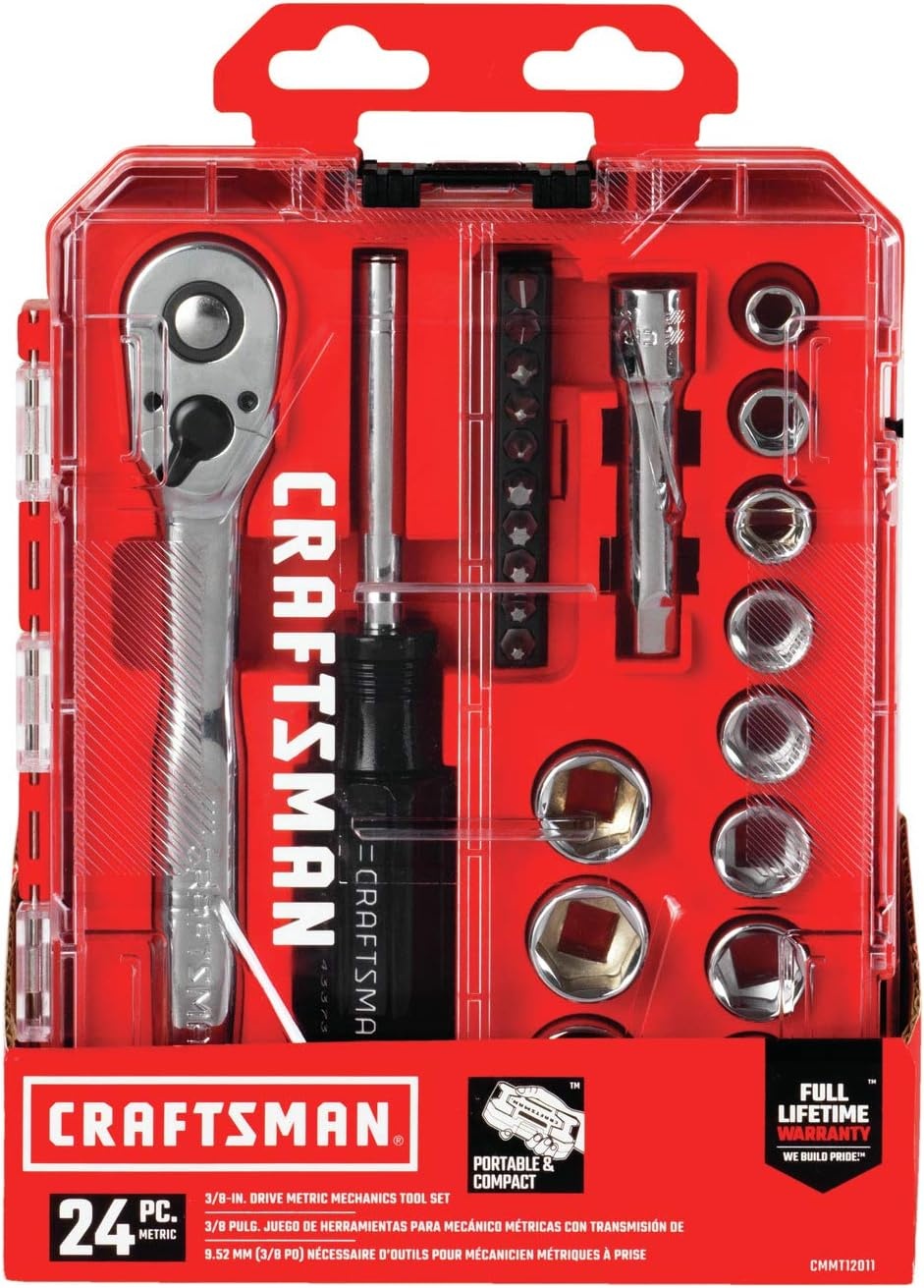 image:imageCRAFTSMAN Mechanics Tool Set 24 Piece 38 Inch Drive Metric CMMT1211138 inch