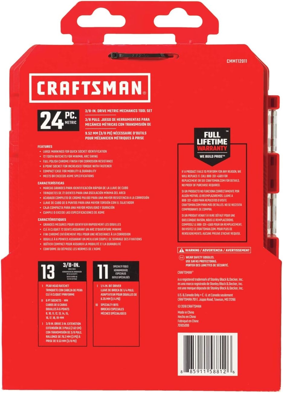 image:imageCRAFTSMAN Mechanics Tool Set 24 Piece 38 Inch Drive Metric CMMT1211138 inch