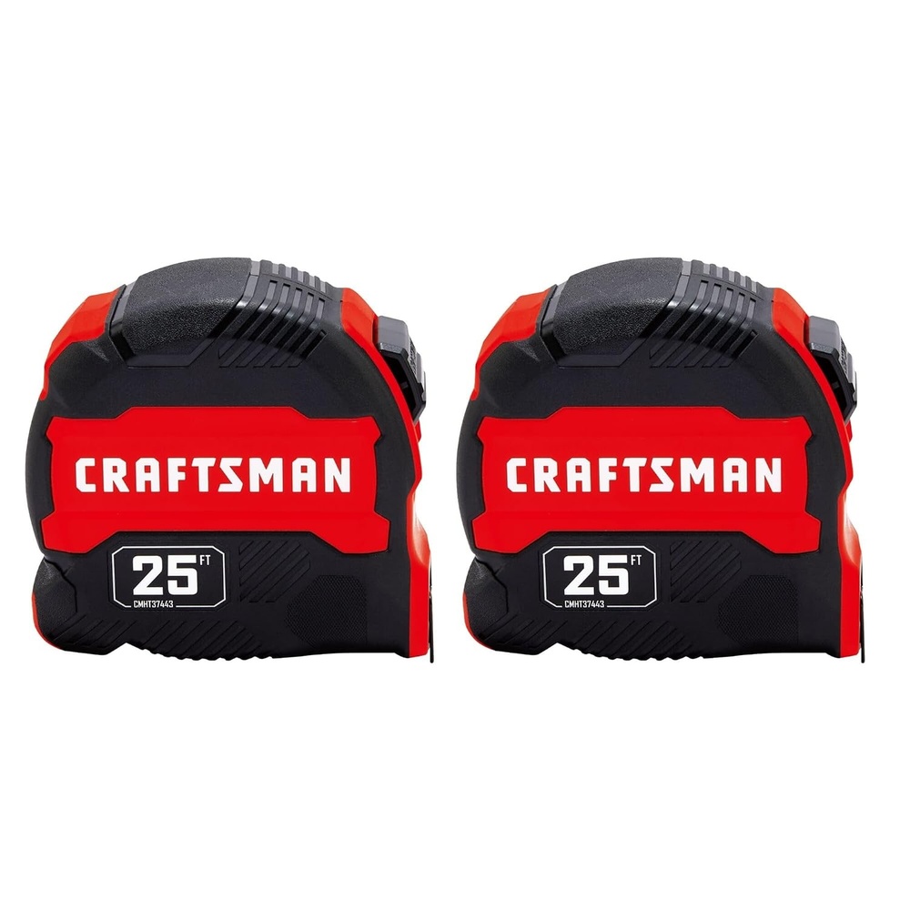 image:imageCRAFTSMAN Tape Measure 25 ft 2 Pack Compact Easy Grip Measuring Tape with Fractions CMHT95625S