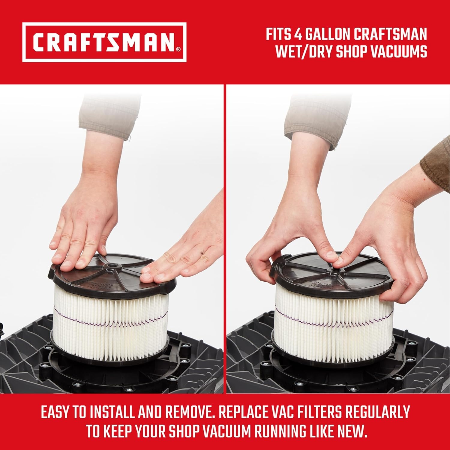 image:imageCRAFTSMAN CMXZVBE38741 Genuine 4 Gal General Purpose Wet Dry Vac Filter  Fits Most 4 Gallon CRAFTSMAN Shop Vacuums Easy Installation and Traps General Debris