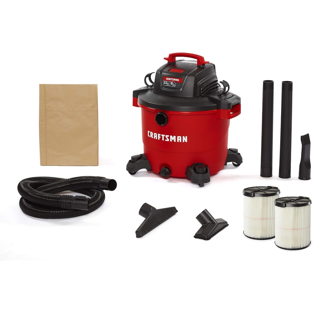 image:imageCRAFTSMAN CMXEVBE17595 16 Gallon 65 Peak HP Wet Dry Vac HeavyDuty Shop Vacuum Wet and Dry with 2 Filters Dust Bag Hose and Attachments for Home Projects amp Renovations