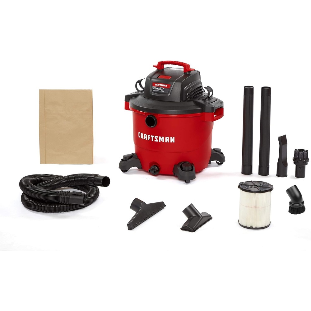 image:imageCRAFTSMAN CMXEVBE17595 16 Gallon 65 Peak HP Wet Dry Vac HeavyDuty Shop Vacuum Wet and Dry with Filter Dust Bag Diffuser Dusting Brush Hose and Attachments for Home Projects amp Renovations
