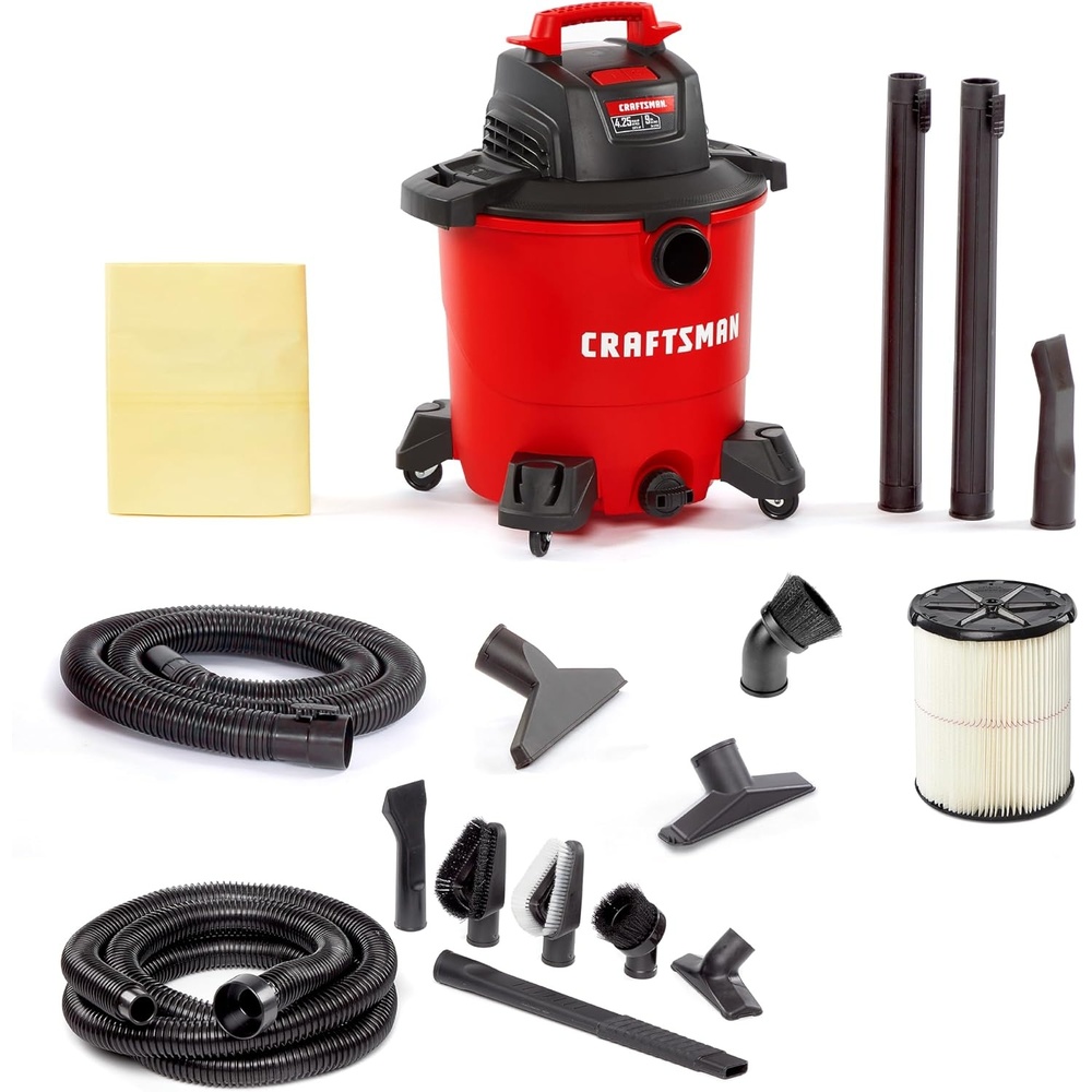 image:imageCRAFTSMAN CMXEVBE18690 9 Gallon 425 Peak HP Wet Dry Vac Portable Shop Vacuum Wet and Dry with Filter Dust Bag Hose Car Cleaning Kit and Attachments for Home Garage and Automotive Cleaning