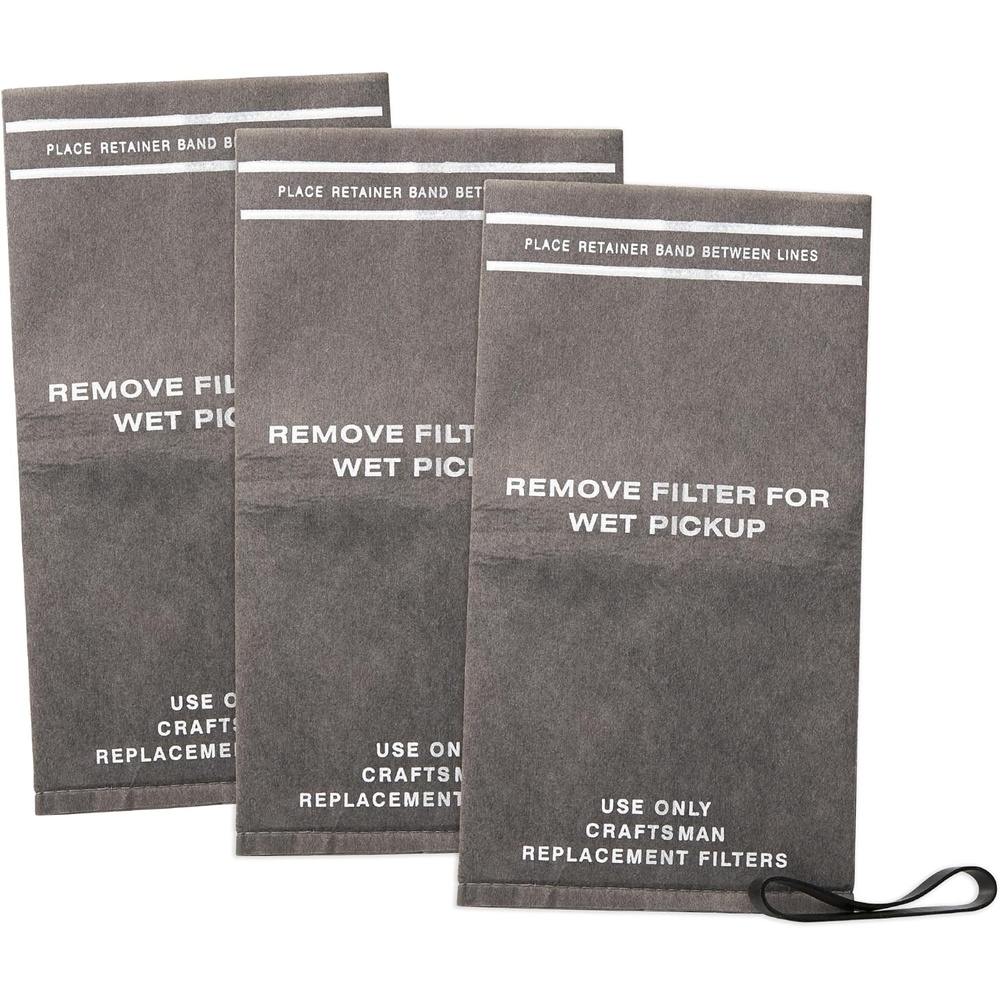image:imageCRAFTSMAN CMXZVBE38737 Genuine 25 Gal Wet Dry Vac Filter Bags with Band  For General Debris Fits Most CRAFTSMAN 2 to 25 Gallon Shop Vacuums and Powerhead Bucket Vac 3Pack