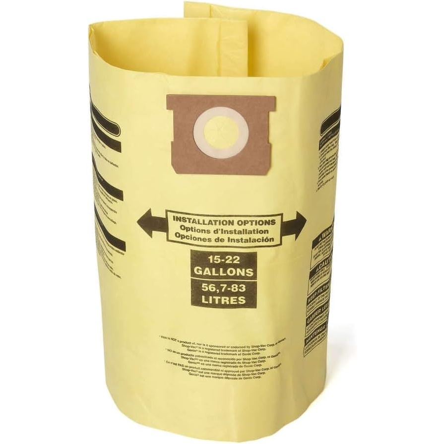 image:imageCRAFTSMAN CMXZVBE38769 1522 Gal Wet Dry Shop Vacuum Dust Collection Bags  For Fine Dust Fits Most 15 to 22 Gallon Shop Vacuums Collects Dry Fine Debris Reduces Cleanup Time 2Pack1522 Gallon Fine Dust
