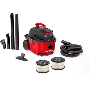 CRAFTSMAN CMXEVBE17040 4 Gallon 5.0 Peak HP Wet Dry Vac, Portable Shop Vacuum Wet and Dry with 2 General Dirt Filters, Hose and Attachments for Home and Automotive Cleaning