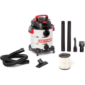 CRAFTSMAN CMXEVBE17155 10 Gallon 6.0 Peak HP Stainless Steel Wet Dry Vac, Portable Shop Vacuum Wet and Dry with Filter, Diffuser, Hose and Attachments for Home and Garage Use(10 Gal 6.0 Peak HP w/Diffuse)
